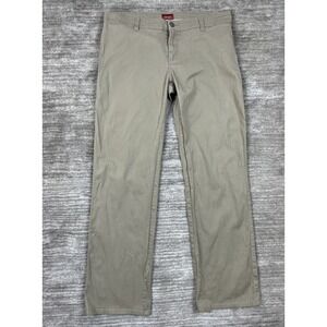 Genuine Dickies Pants Womens 15 Khaki Tan Straight Leg Stretch Workwear Casual